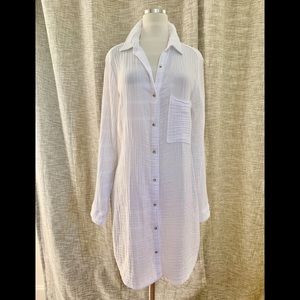 Michael Stars white double gauze buttondown tunic